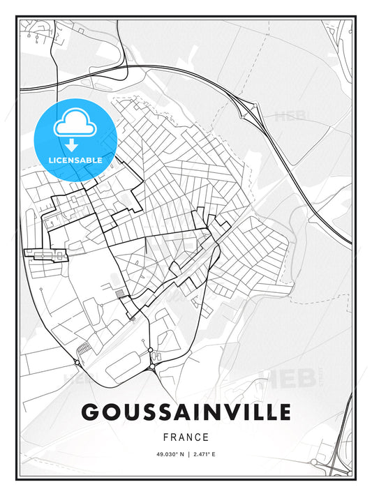 Goussainville, France, Modern Print Template in Various Formats - HEBSTREITS Sketches