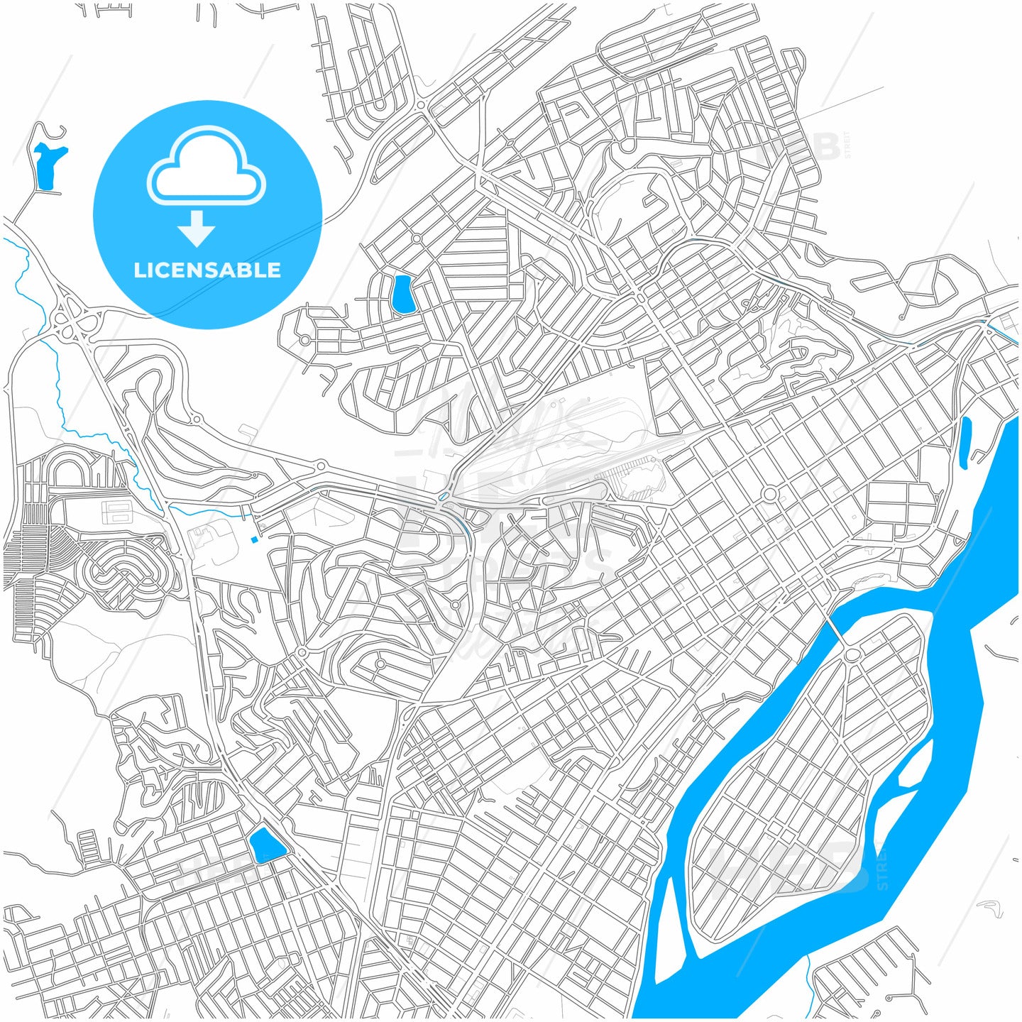 Governador Valadares, Brazil, city map with high quality roads.