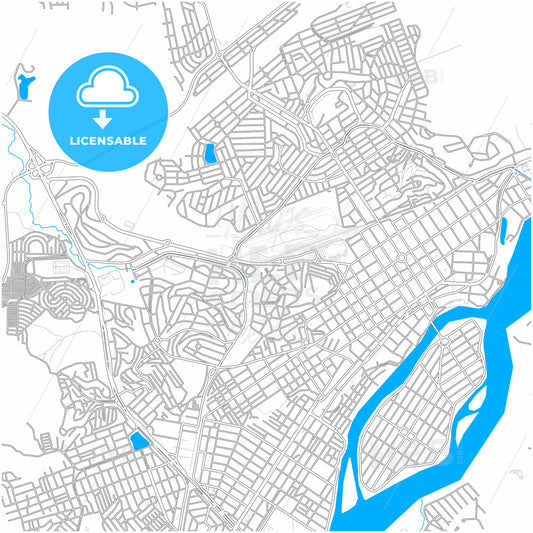 Governador Valadares, Brazil, city map with high quality roads.