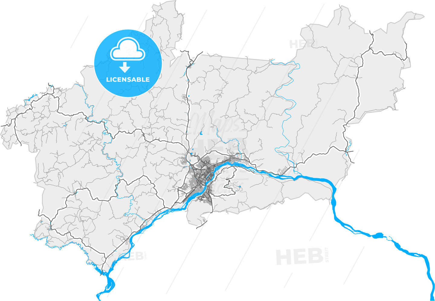 Governador Valadares, Brazil, high quality vector map