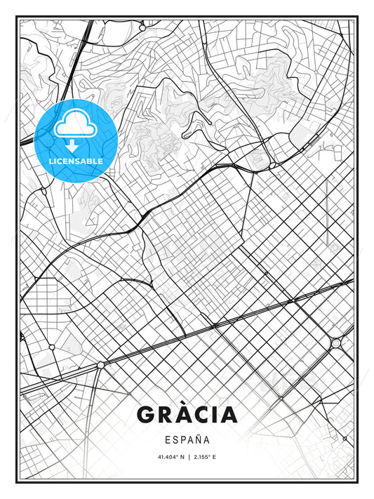 Gràcia, Spain, Modern Print Template in Various Formats - HEBSTREITS Sketches