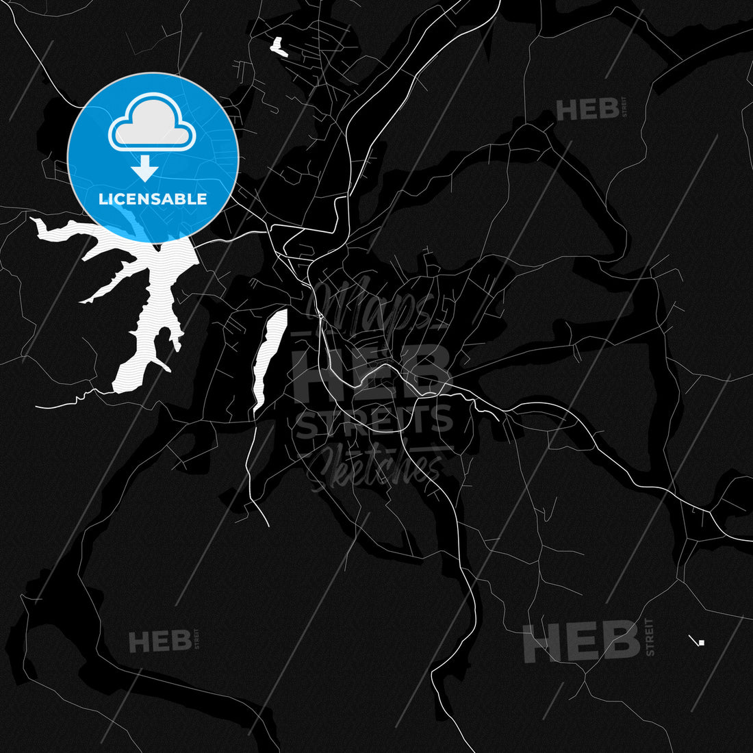 Gradačac, Bosnia and Herzegovina PDF vector map black and white ...