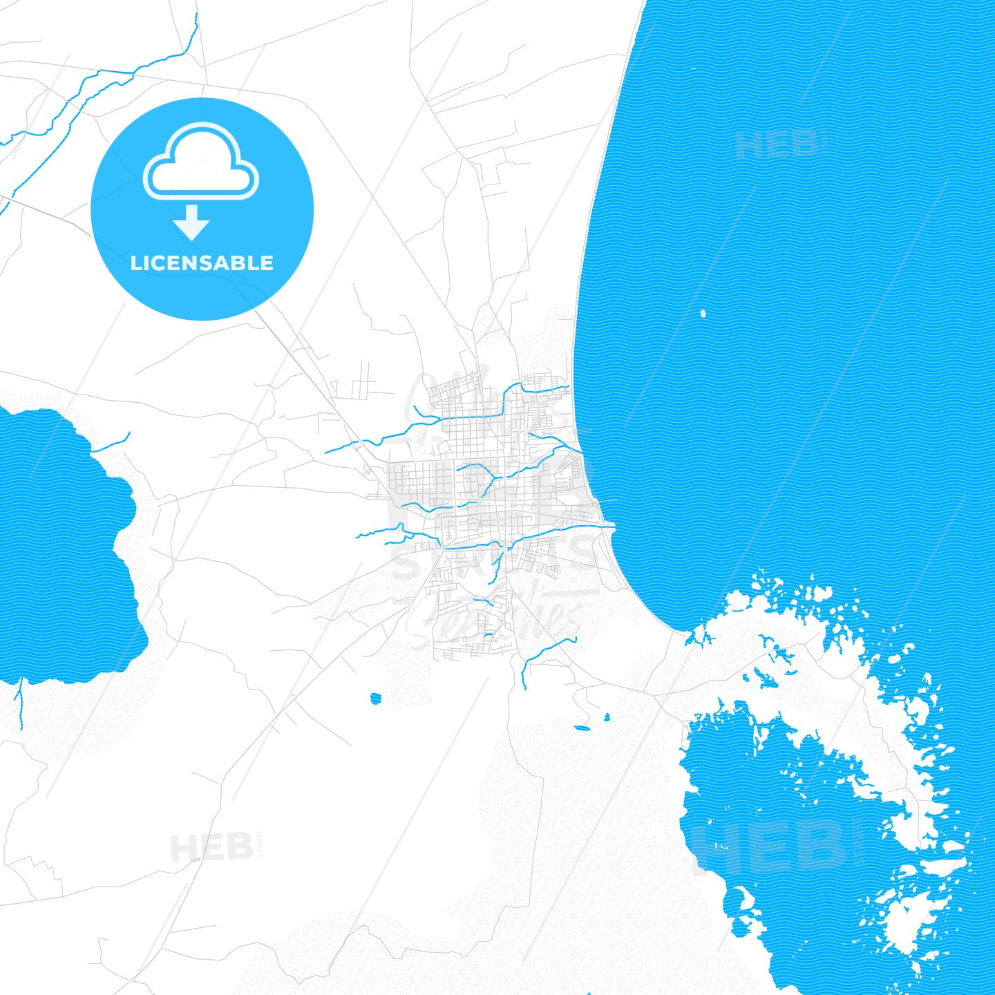 Granada, Nicaragua PDF vector map with water in focus