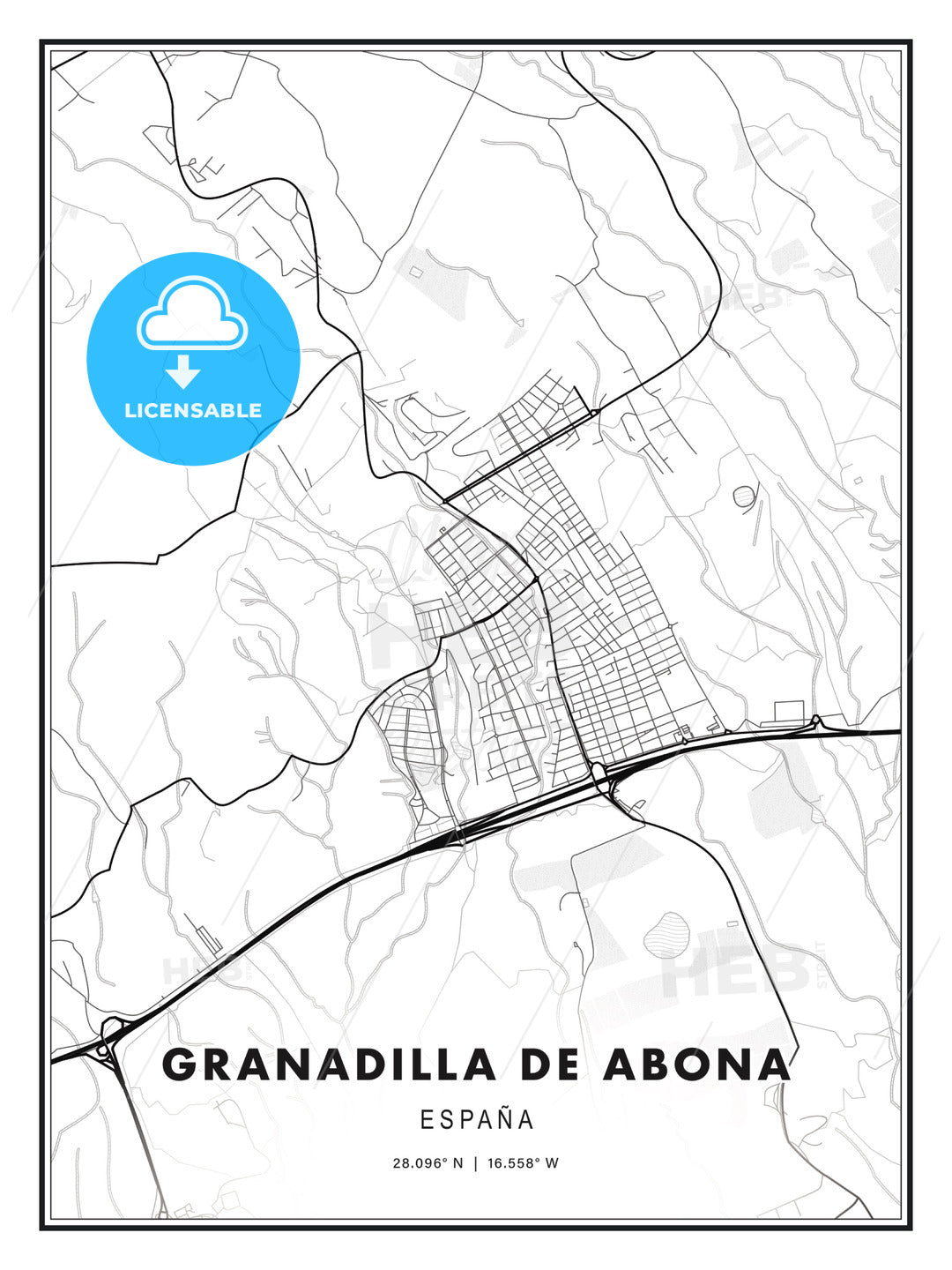 Granadilla de Abona, Spain, Modern Print Template in Various Formats - HEBSTREITS Sketches
