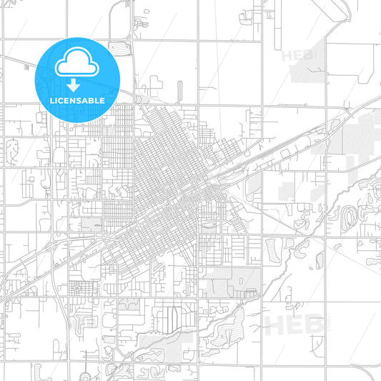 Grand Island, Nebraska, United States of America, bright outlined vector map