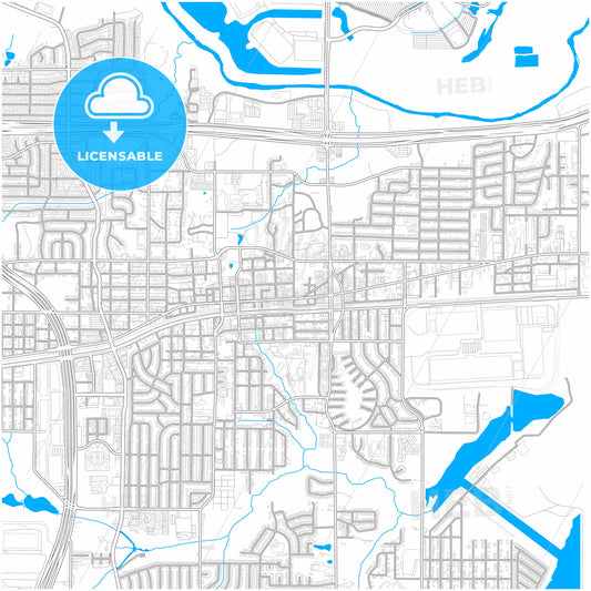 Grand Prairie, Texas, United States, city map with high quality roads.