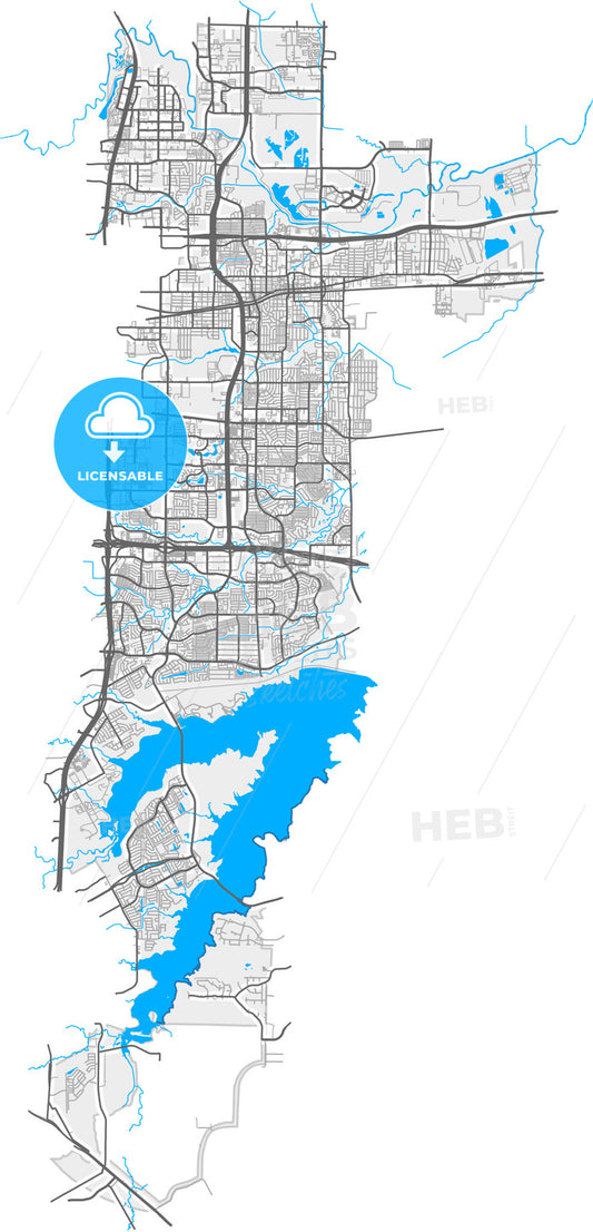 Grand Prairie, Texas, United States, high quality vector map