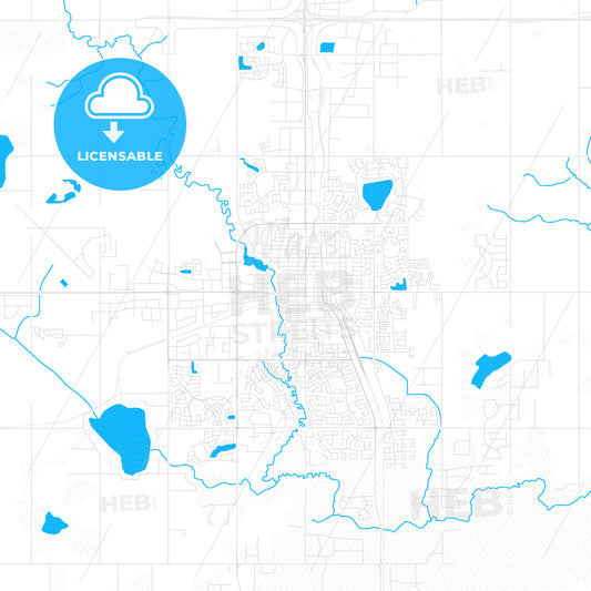 Grande Prairie, Canada PDF vector map with water in focus