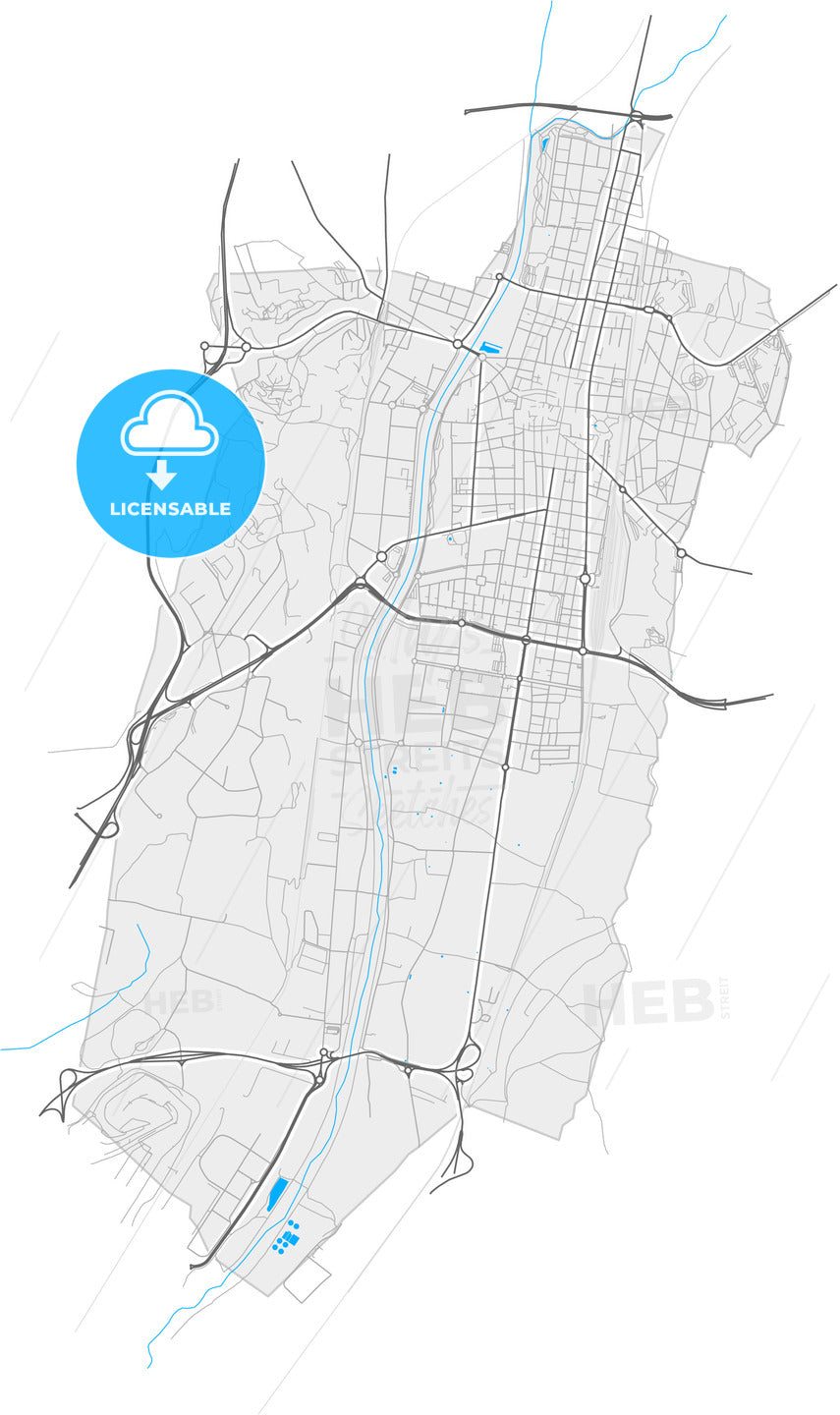 Granollers, Barcelona, Spain, high quality vector map