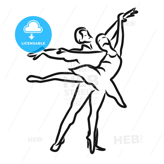 Graphic sketch woman and man dancers – instant download