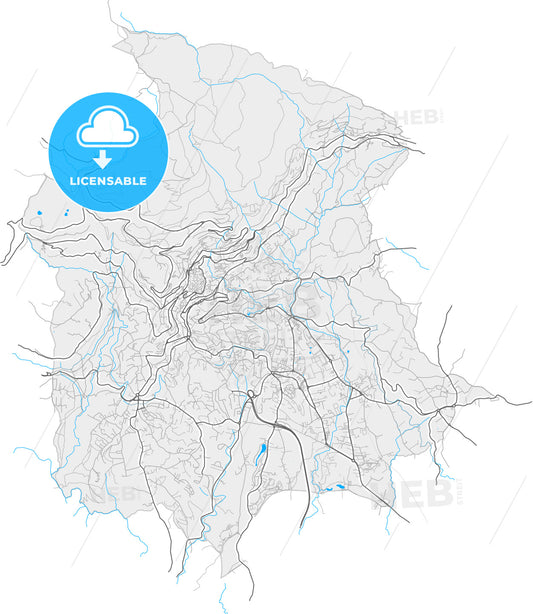 Grasse, Alpes-Maritimes, France, high quality vector map