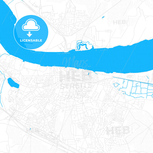 Gravesend, England PDF vector map with water in focus