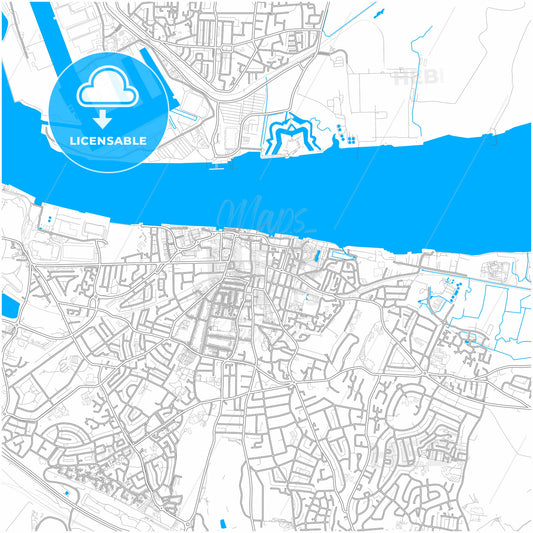 Gravesend, South East England, England, city map with high quality roads.