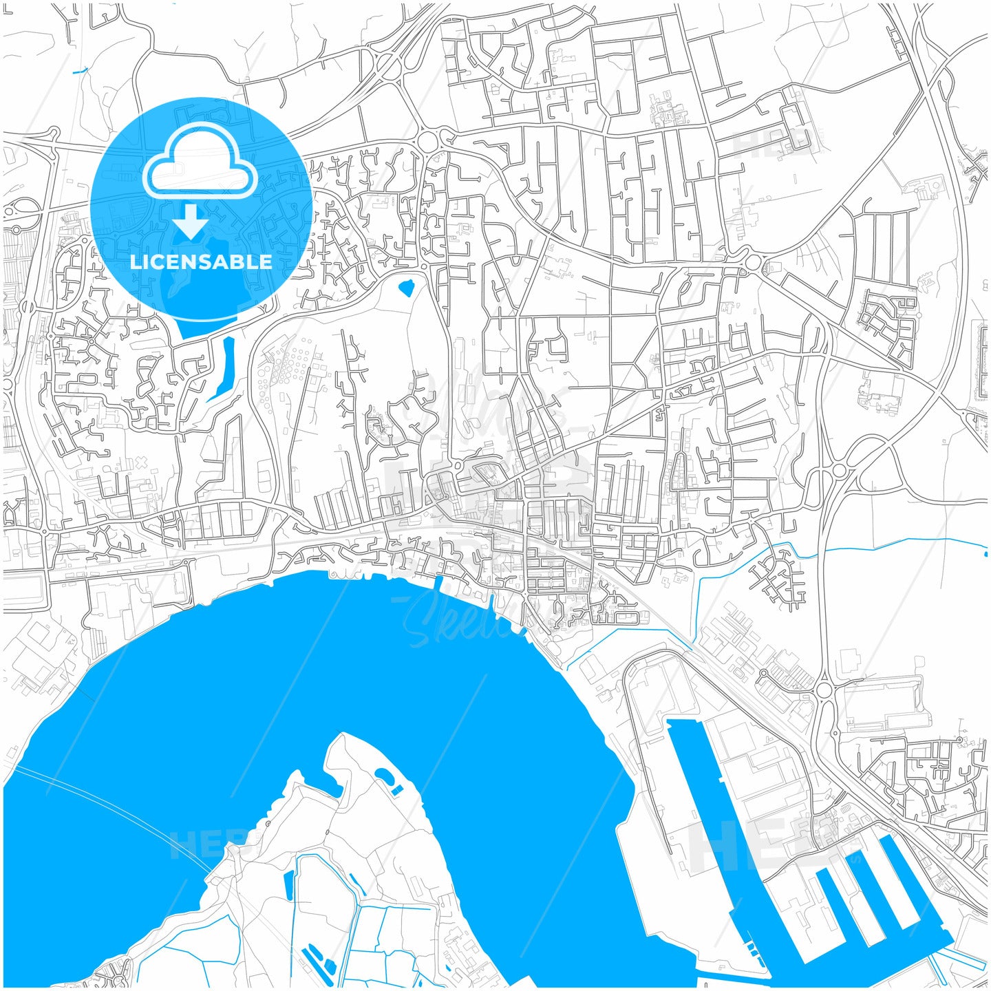 Grays, East of England, England, city map with high quality roads.