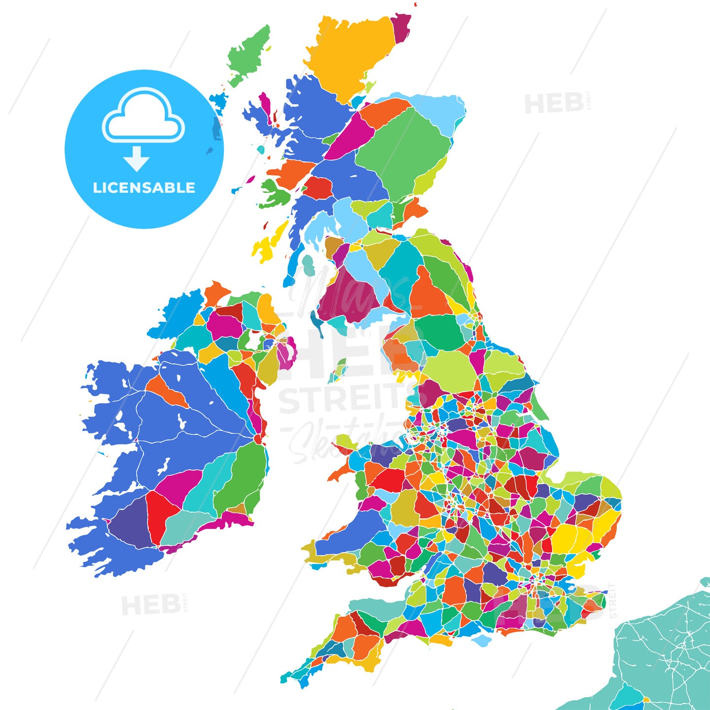 Great Britain Colorful Vector Map