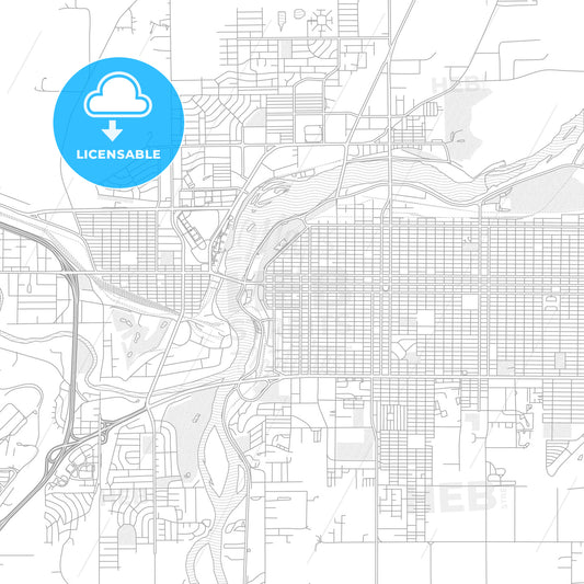 Great Falls, Montana, USA, bright outlined vector map