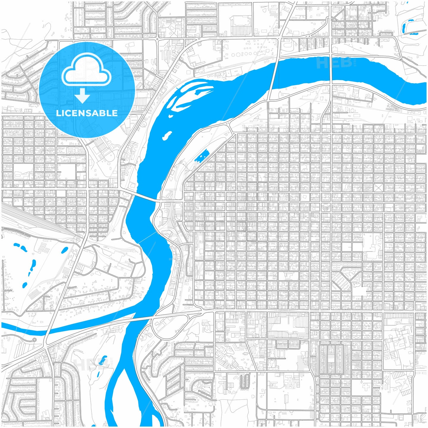 Great Falls, Montana, United States, city map with high quality roads.