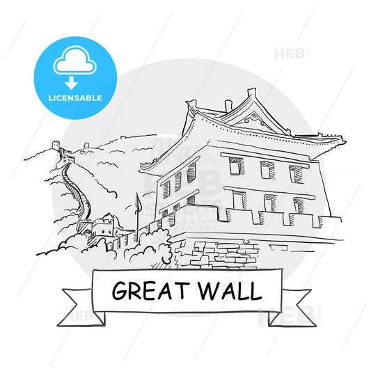 Great Wall hand-drawn urban vector sign – instant download
