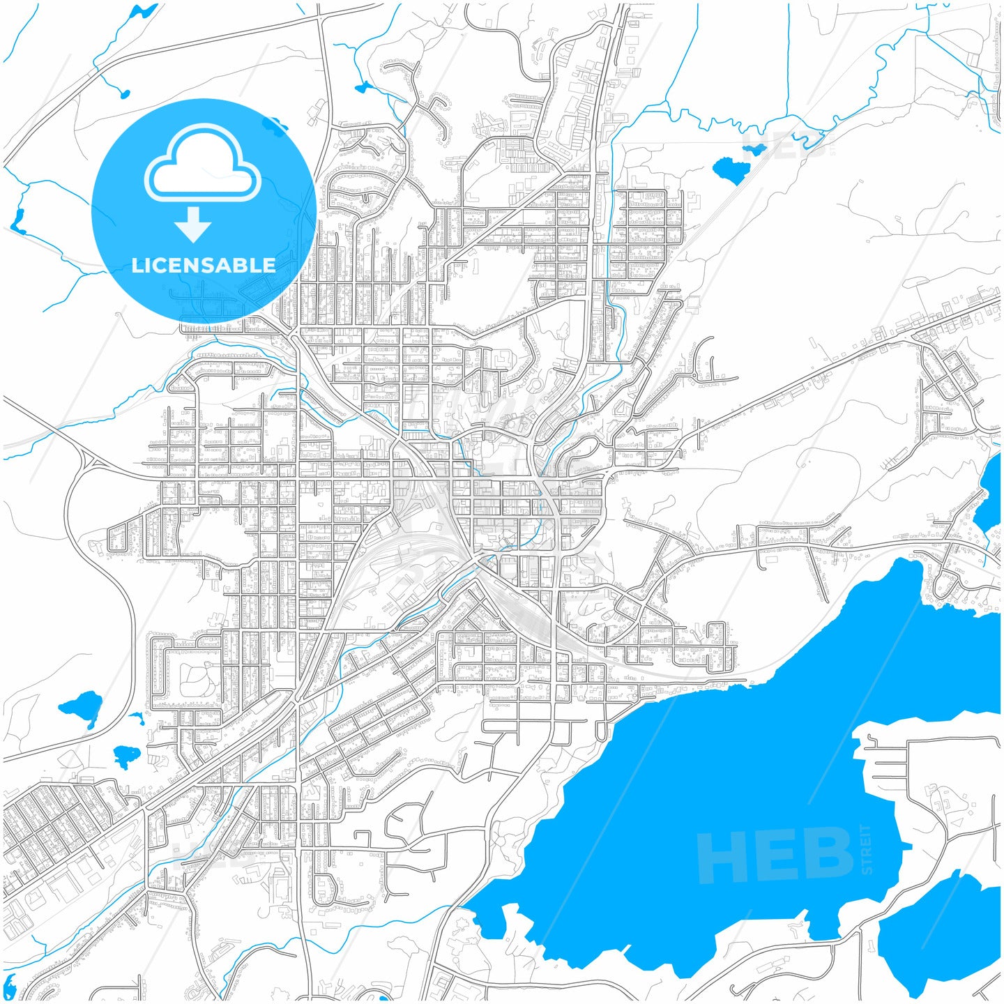 Greater Sudbury, Ontario, Canada, city map with high quality roads.