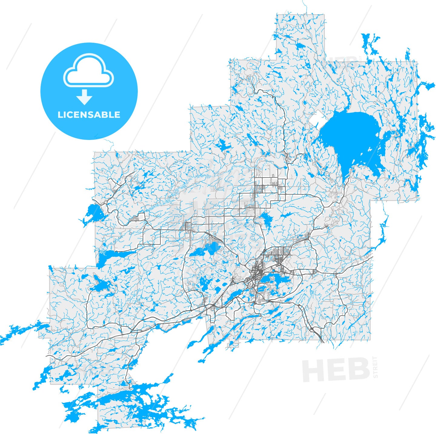 Greater Sudbury, Ontario, Canada, high quality vector map
