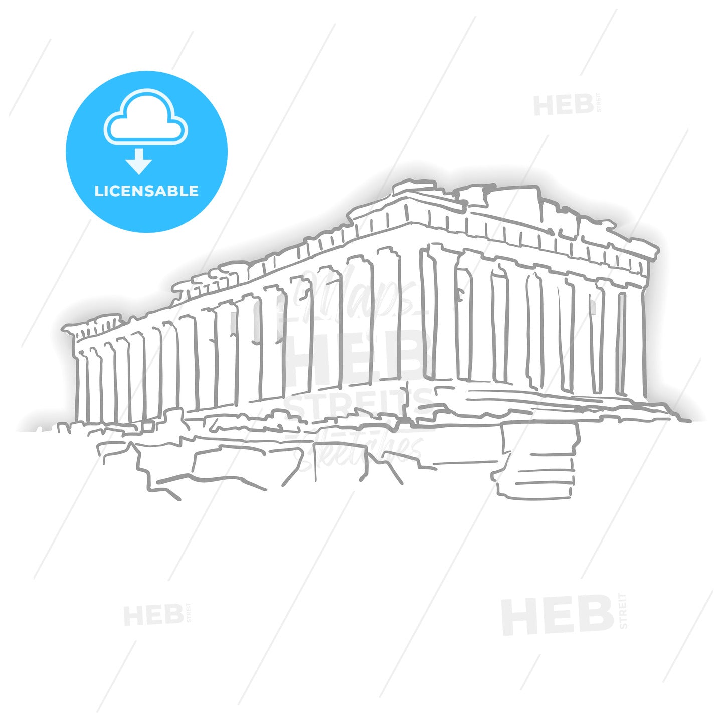 Greece Acropolis Temple Sketch – instant download