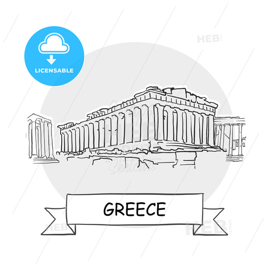 Greece hand-drawn urban vector sign – instant download