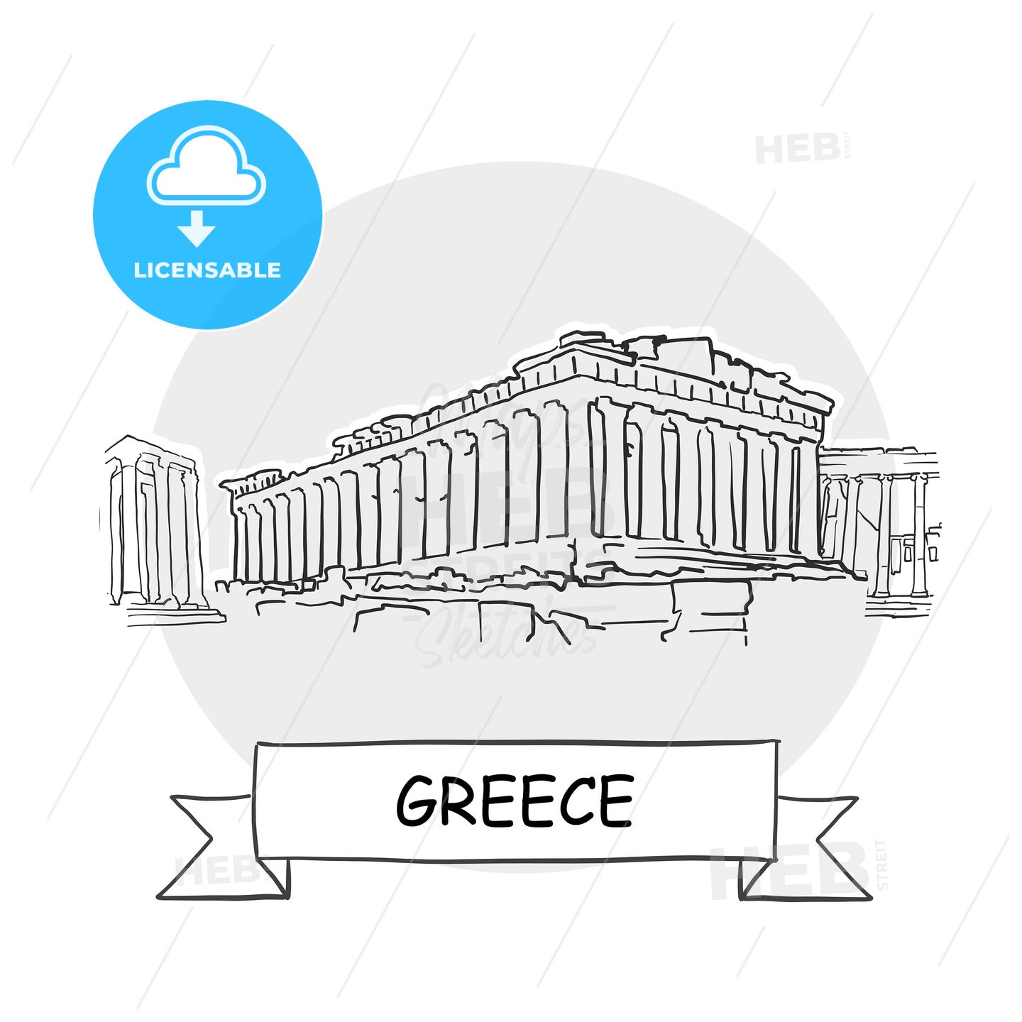 Greece hand-drawn urban vector sign – instant download