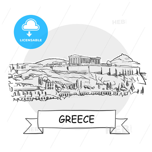 Greece hand-drawn urban vector sign – instant download