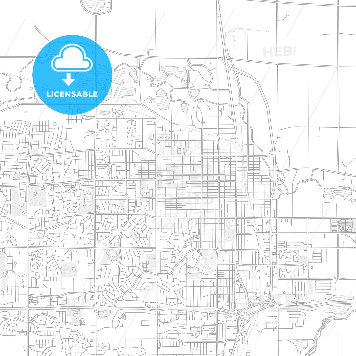Greeley, Colorado, USA, bright outlined vector map