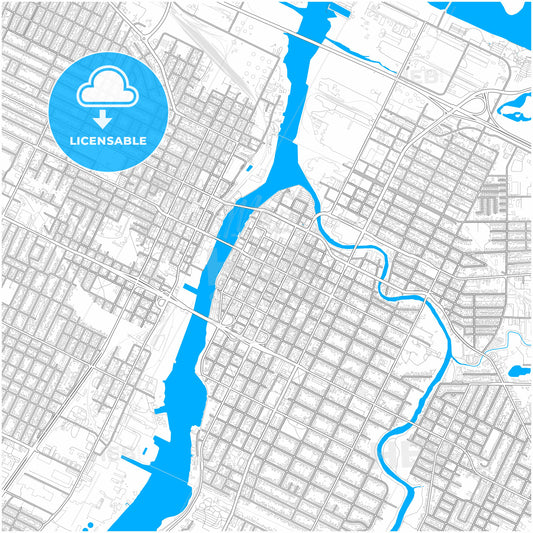 Green Bay, Wisconsin, United States, city map with high quality roads.