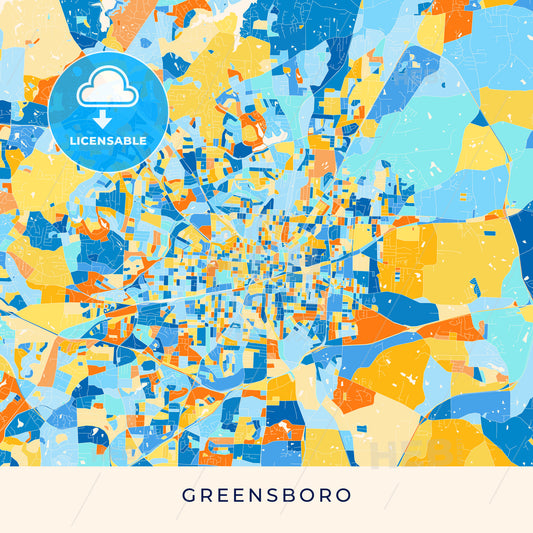 Greensboro colorful map poster template