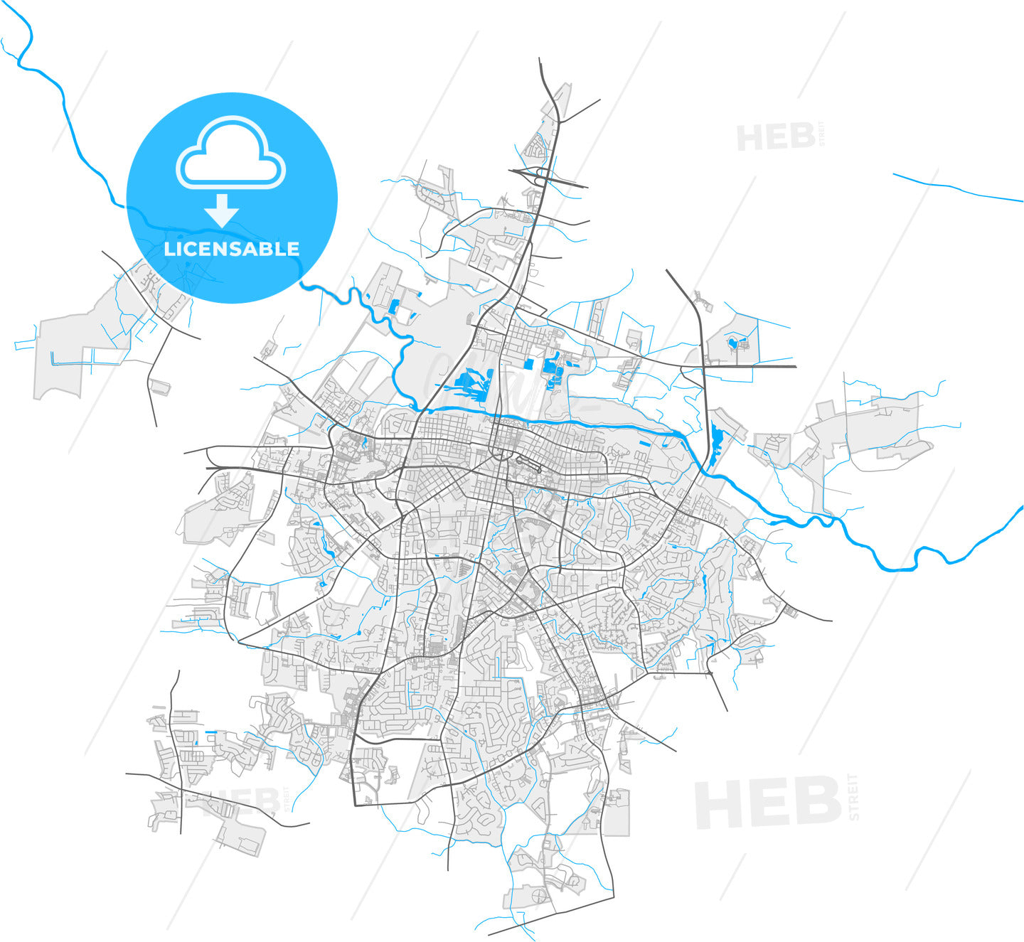 Greenville, North Carolina, United States, high quality vector map