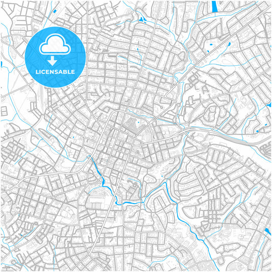 Greenville, South Carolina, United States, city map with high quality roads.