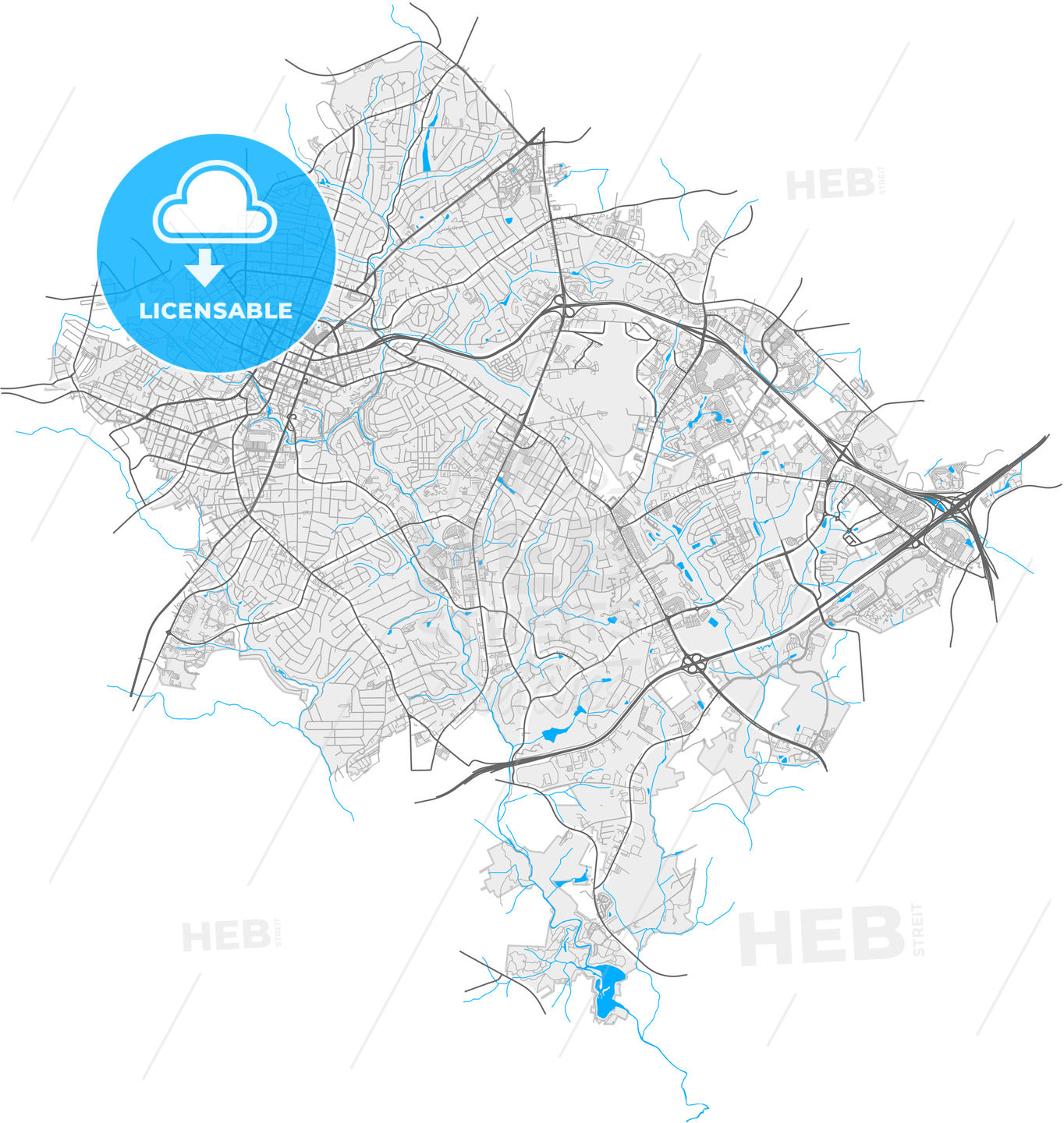 Greenville, South Carolina, United States, high quality vector map