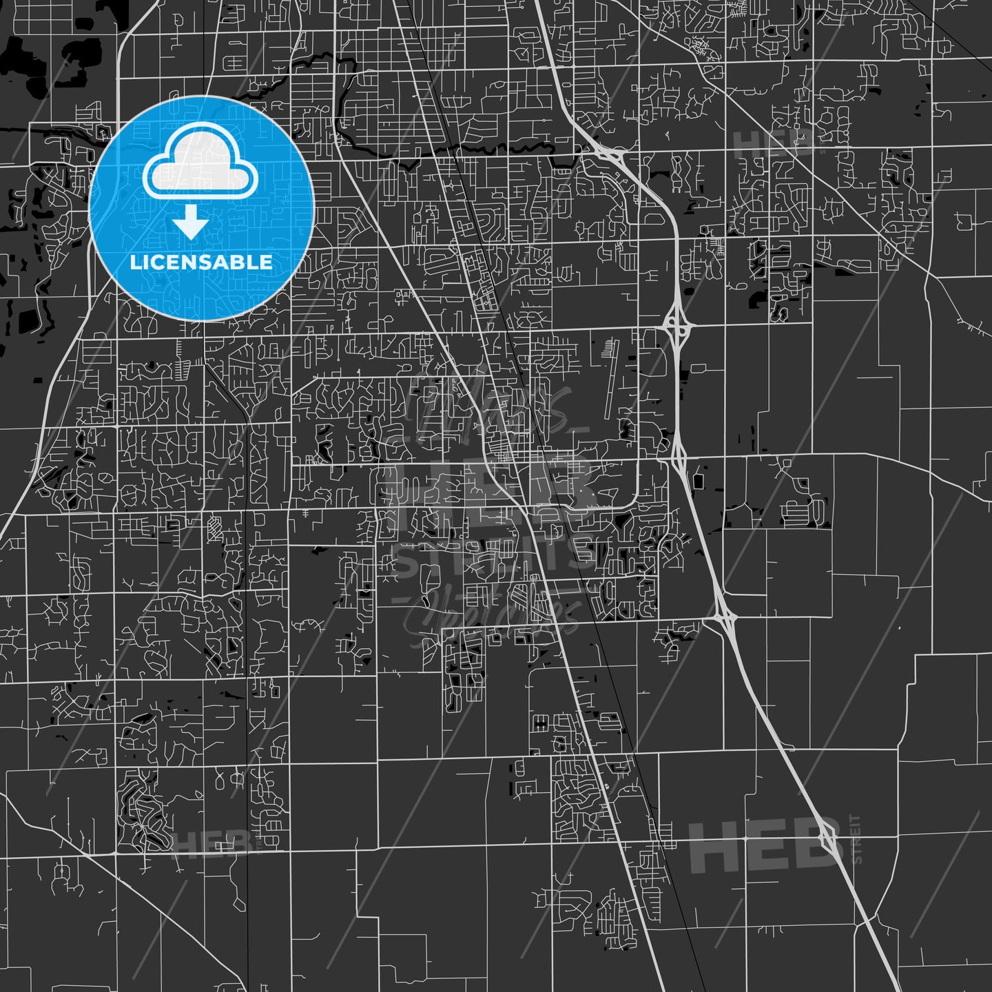 Greenwood, Indiana - Area Map - Dark