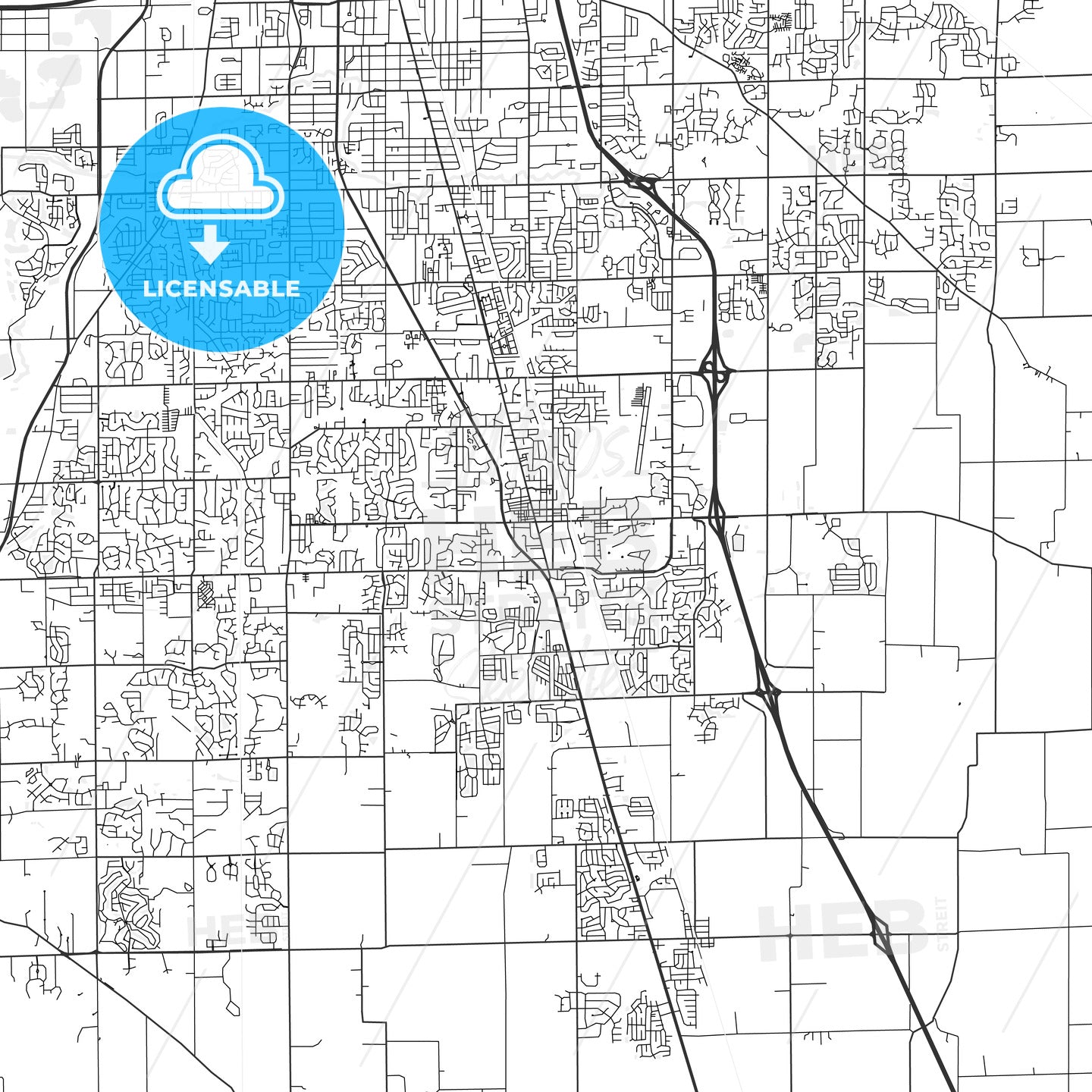 Greenwood, Indiana - Area Map - Light