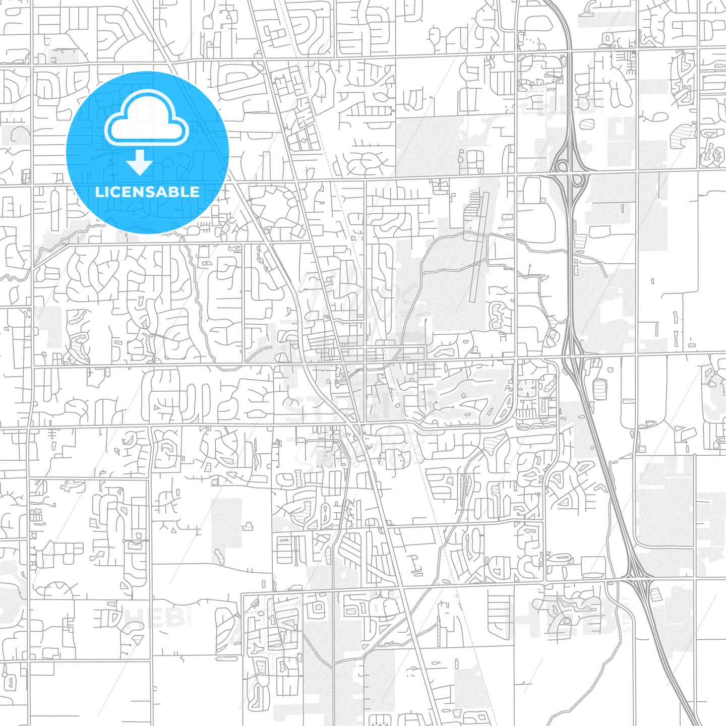 Greenwood, Indiana, USA, bright outlined vector map