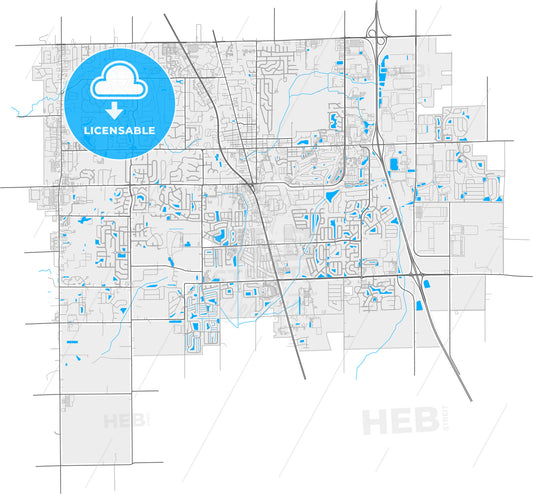 Greenwood, Indiana, United States, high quality vector map