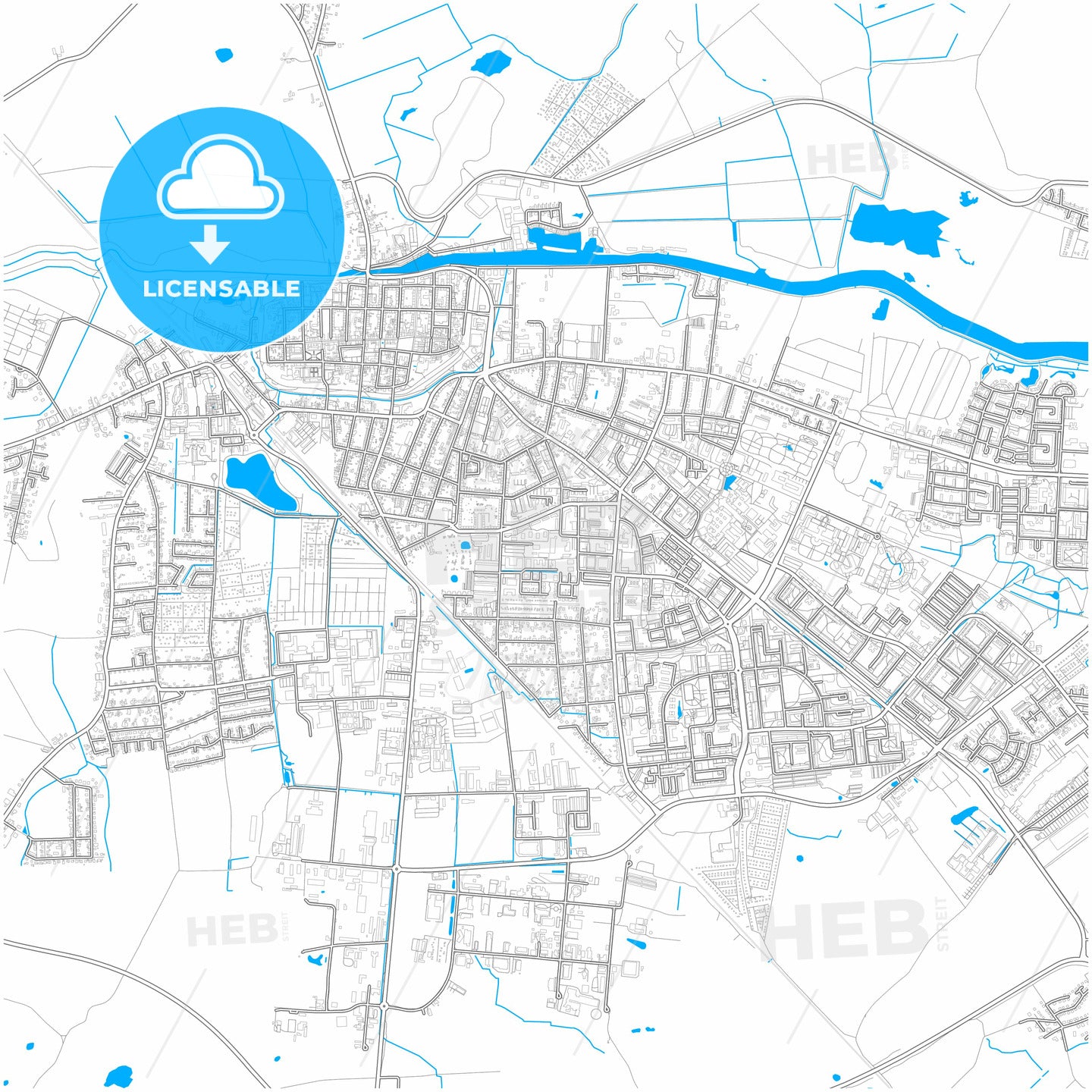 Greifswald, Mecklenburg-Western Pomerania, Germany, city map with high quality roads.