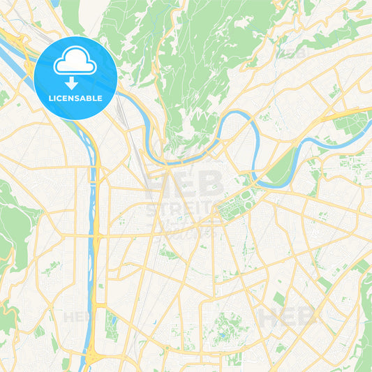 Grenoble, France Vector Map - Classic Colors