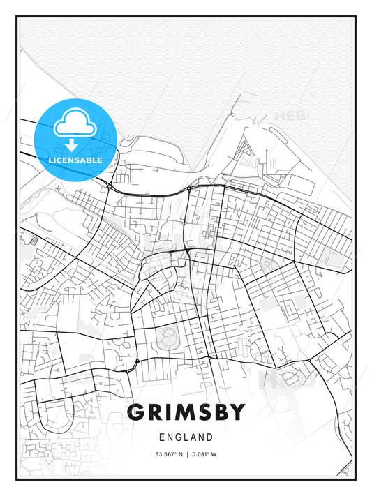 Grimsby, England, Modern Print Template in Various Formats - HEBSTREITS Sketches