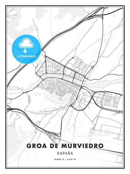 Groa de Murviedro, Spain, Modern Print Template in Various Formats - HEBSTREITS Sketches