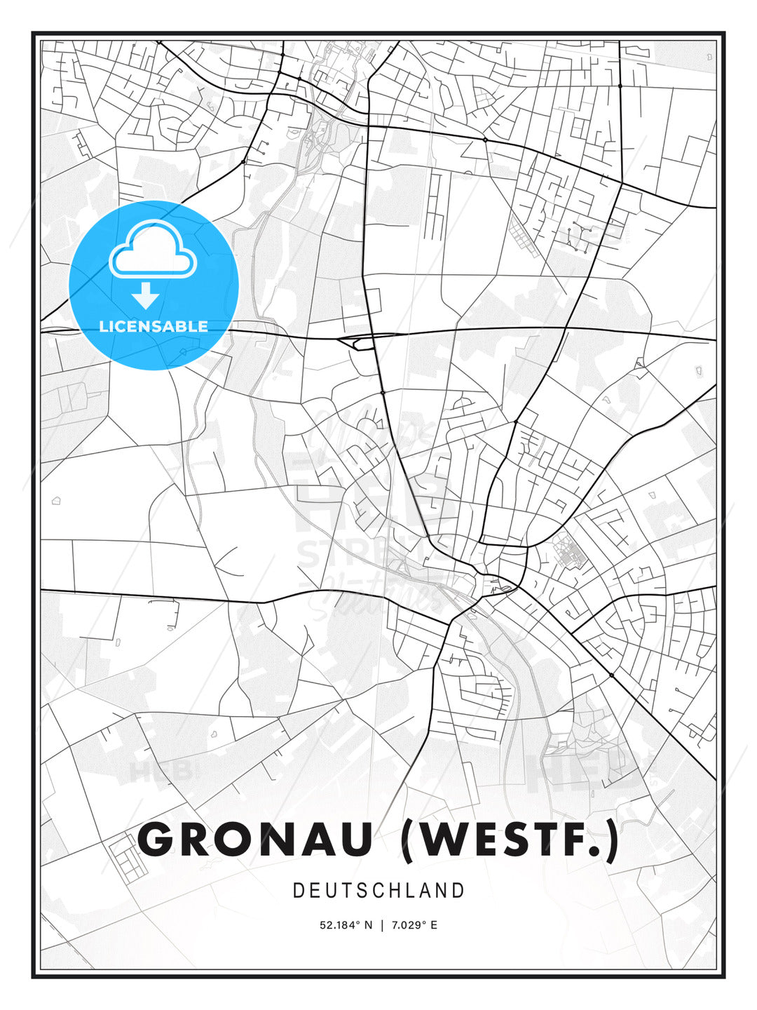 Gronau (Westf.), Germany, Modern Print Template in Various Formats - HEBSTREITS Sketches