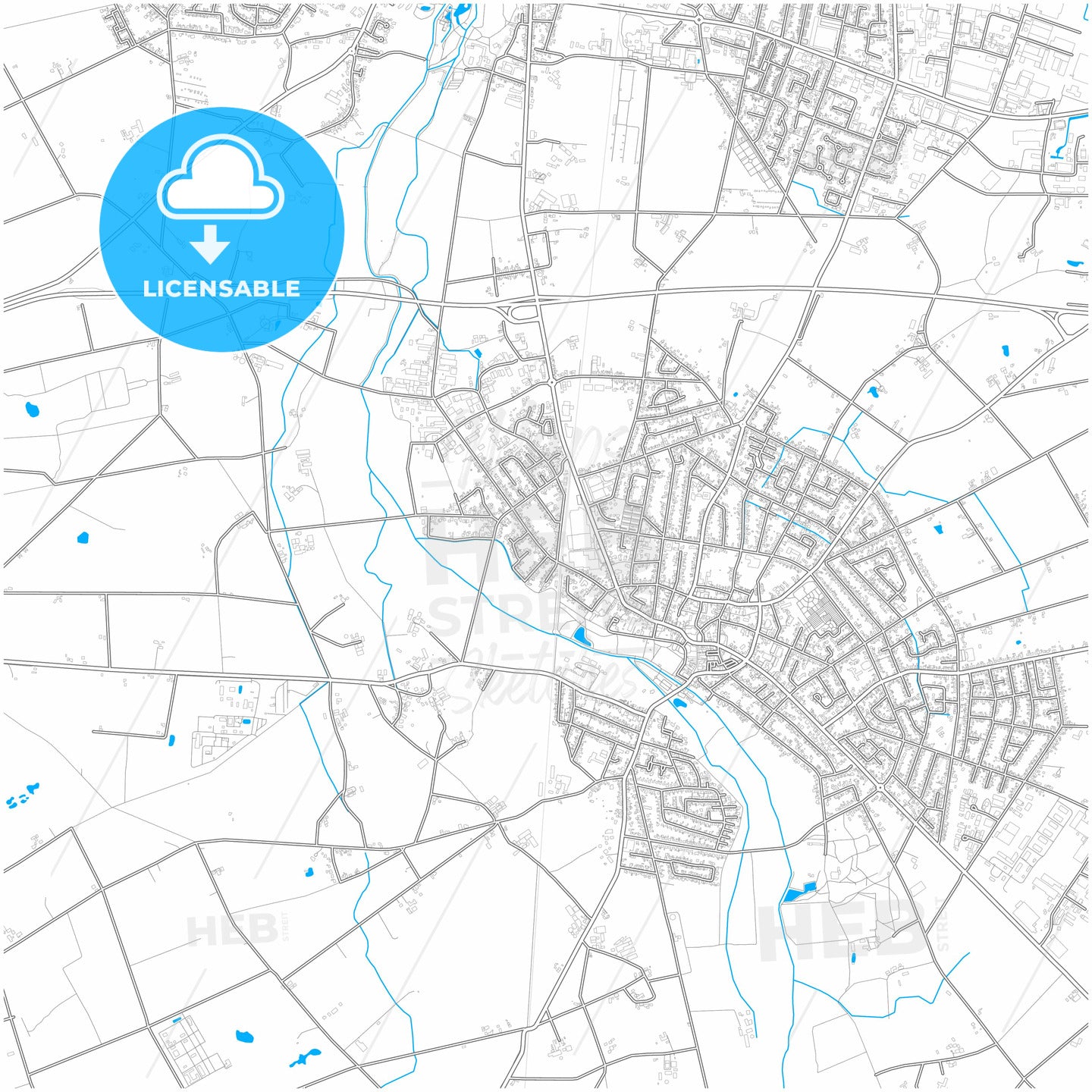 Gronau (Westf.), North Rhine-Westphalia, Germany, city map with high quality roads.