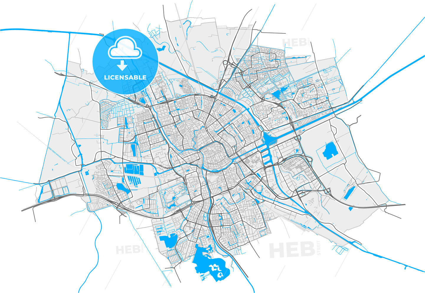 Groningen, Groningen, Netherlands, high quality vector map
