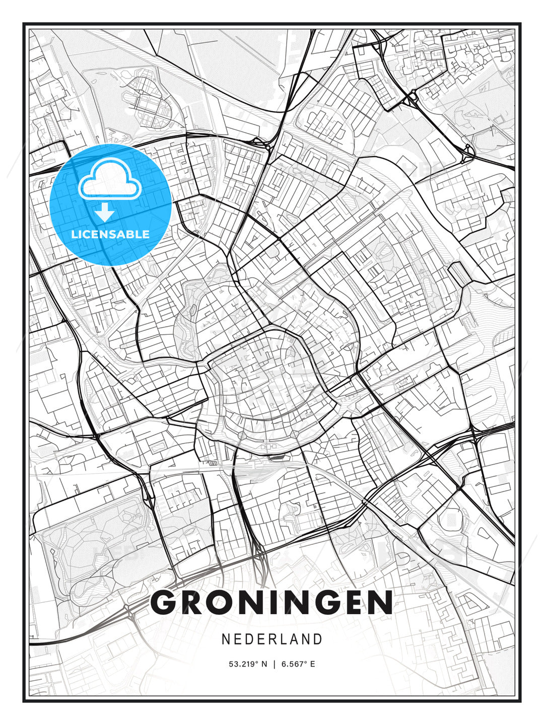 Groningen, Netherlands, Modern Print Template in Various Formats - HEBSTREITS Sketches