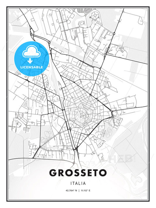 Grosseto, Italy, Modern Print Template in Various Formats - HEBSTREITS Sketches