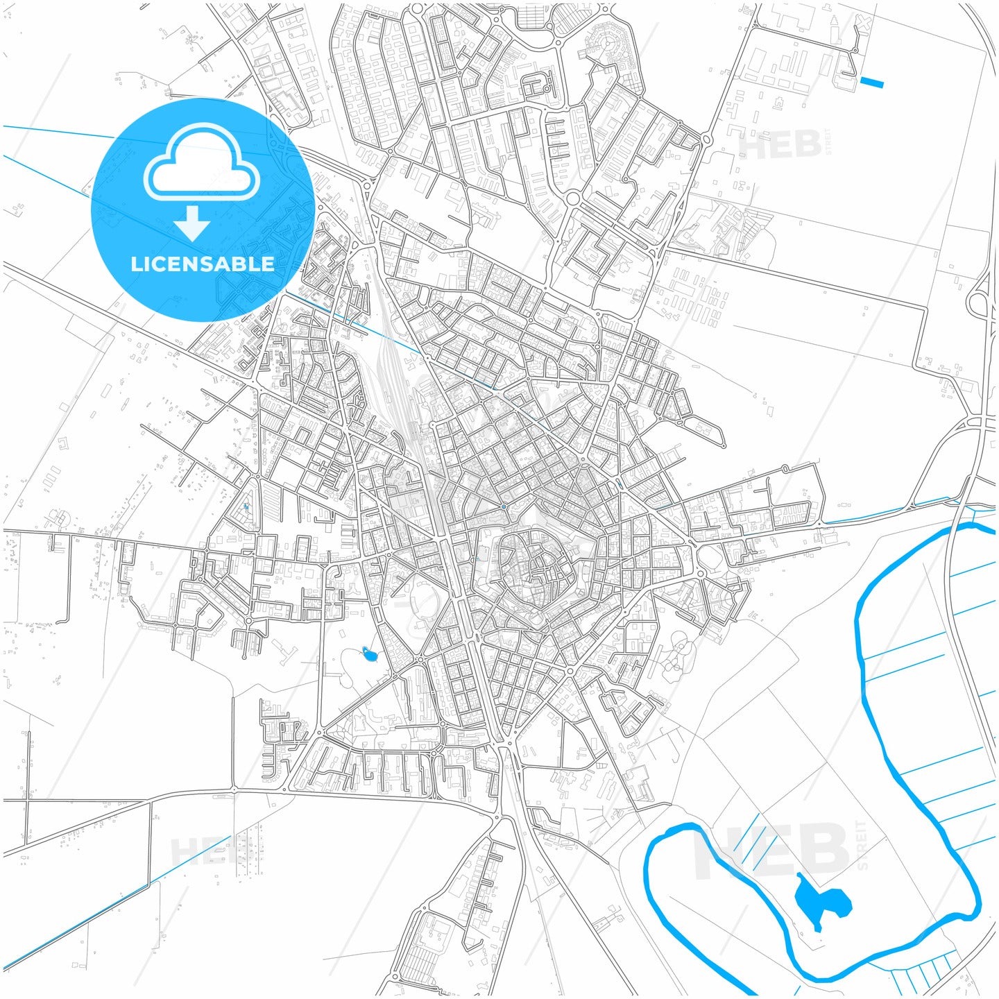 Grosseto, Tuscany, Italy, city map with high quality roads.