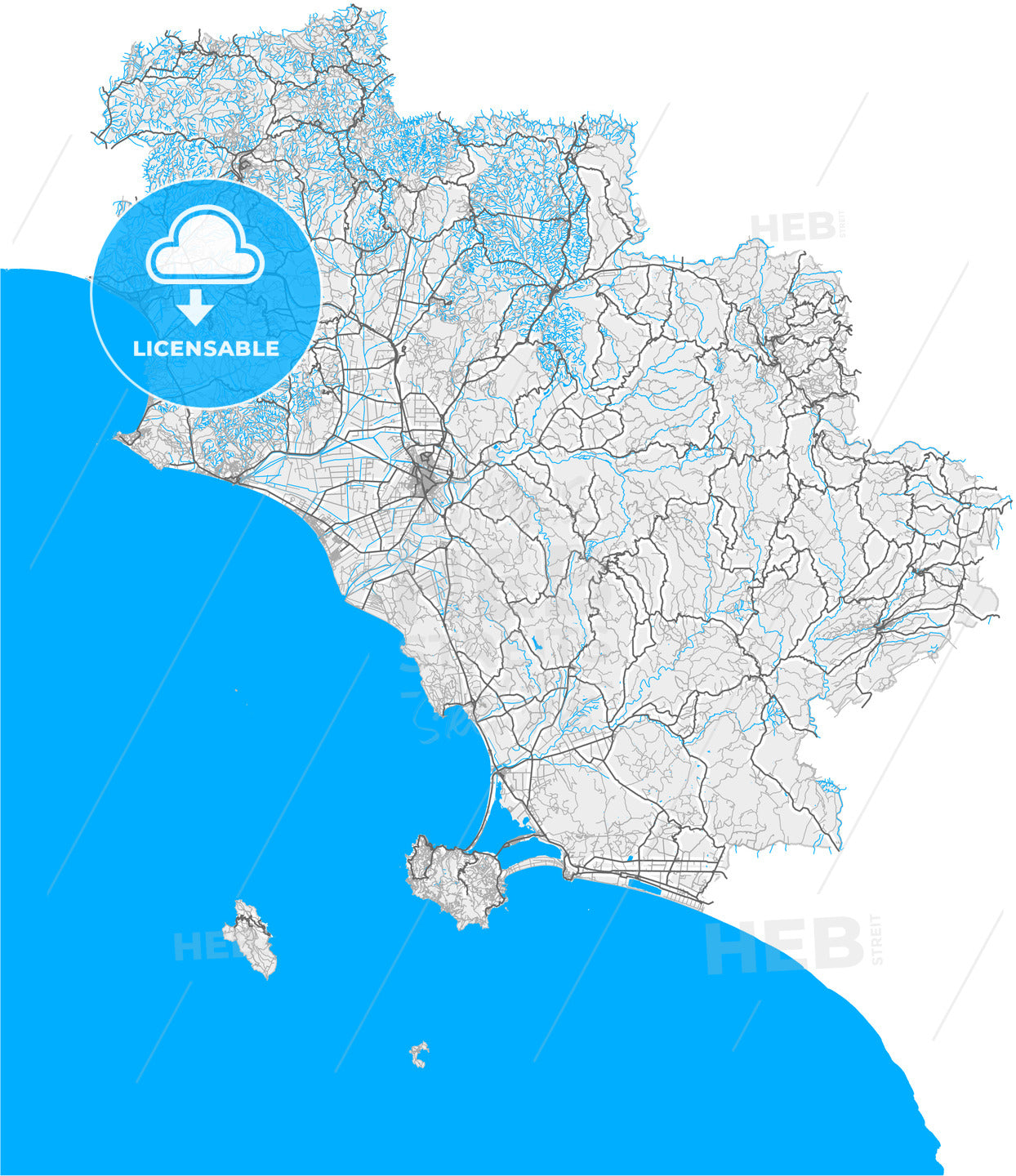 Grosseto, Tuscany, Italy, high quality vector map