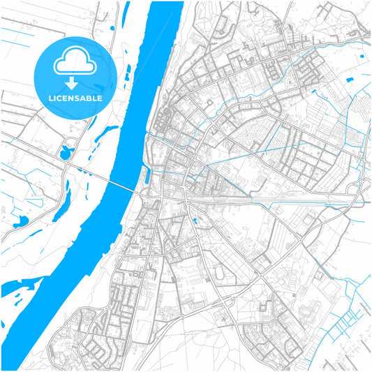 Grudziądz, Kuyavian-Pomeranian, Poland, city map with high quality roads.